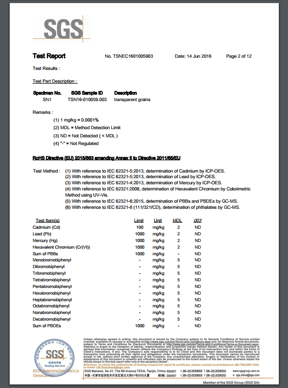 Bảng Test report silicagel desiccant (2)